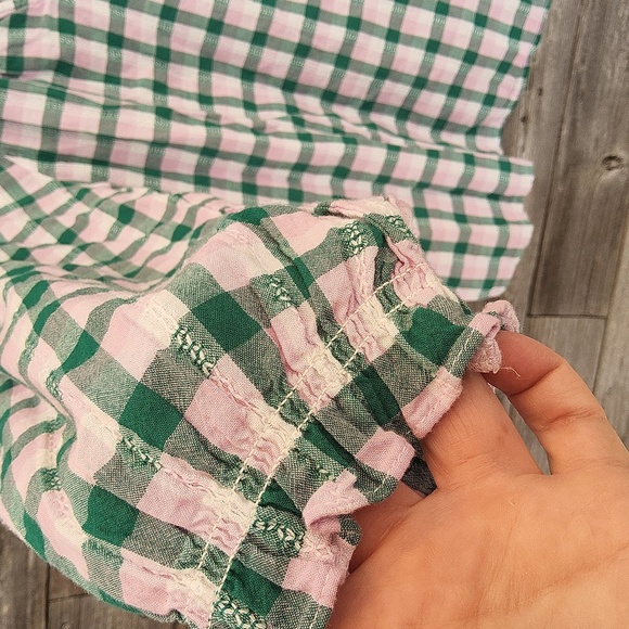 J Crew Factory Green and Pink Checkered Blouse Size Small - Picture 4 of 9